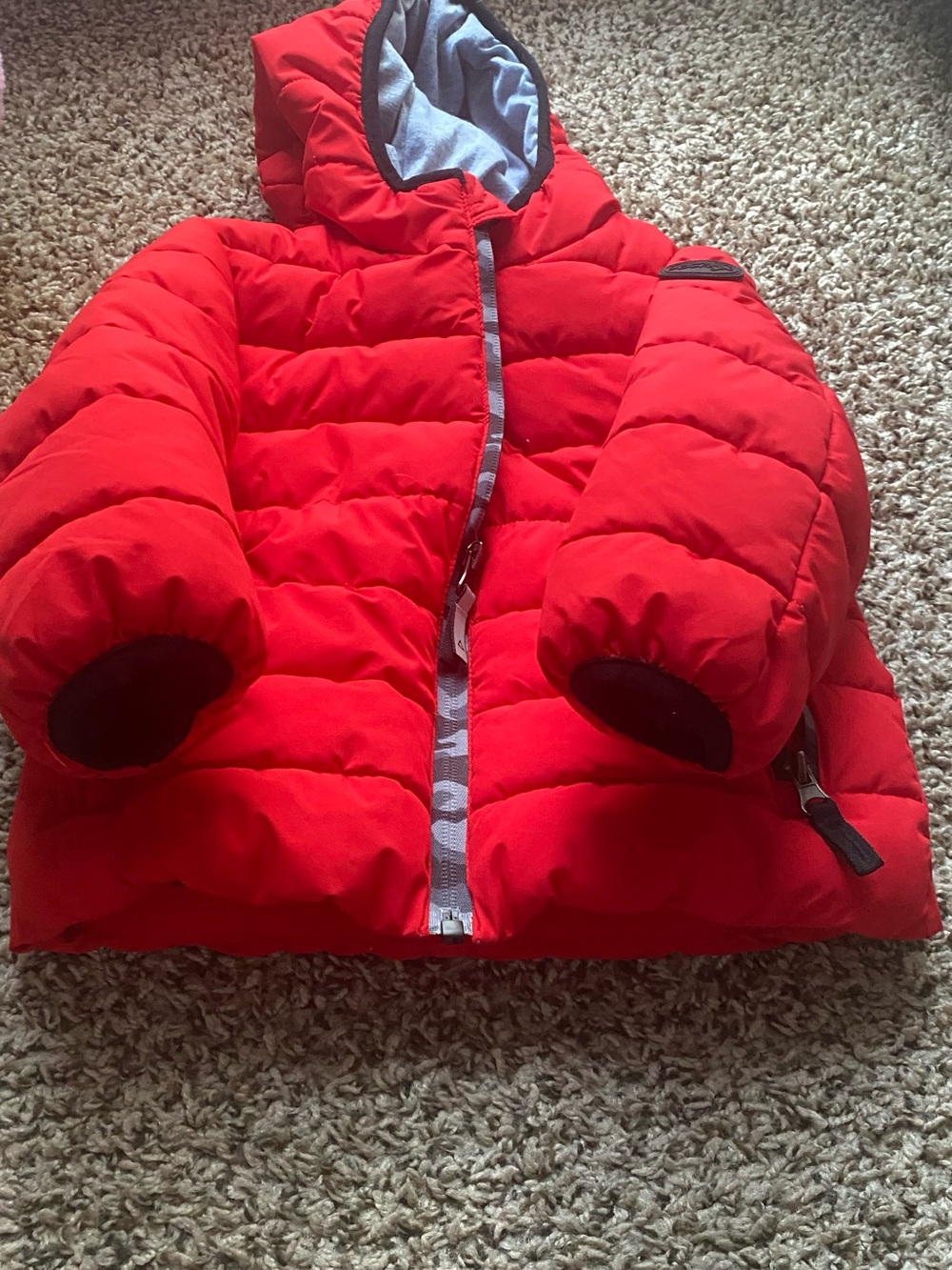 Kids Hooded Red Puffer Raincoat